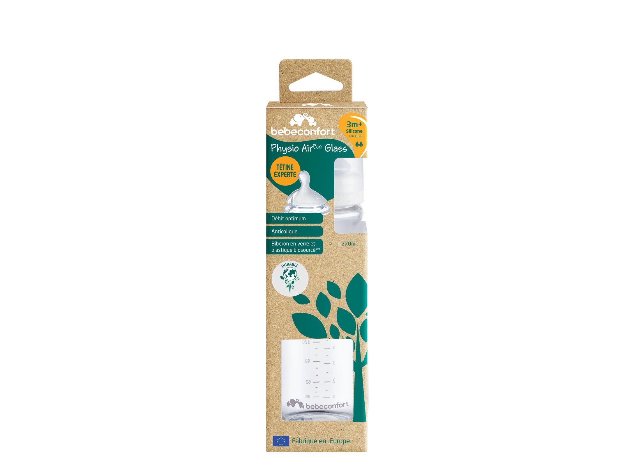 BIBERÃO 270ML BÉBÉCONFORT EMOTION VIDRO