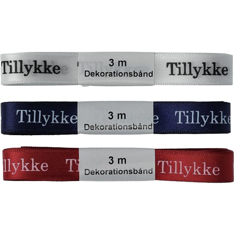 Studenter satinbånd 15 mm x 3 meter – flere varianter – assorteret