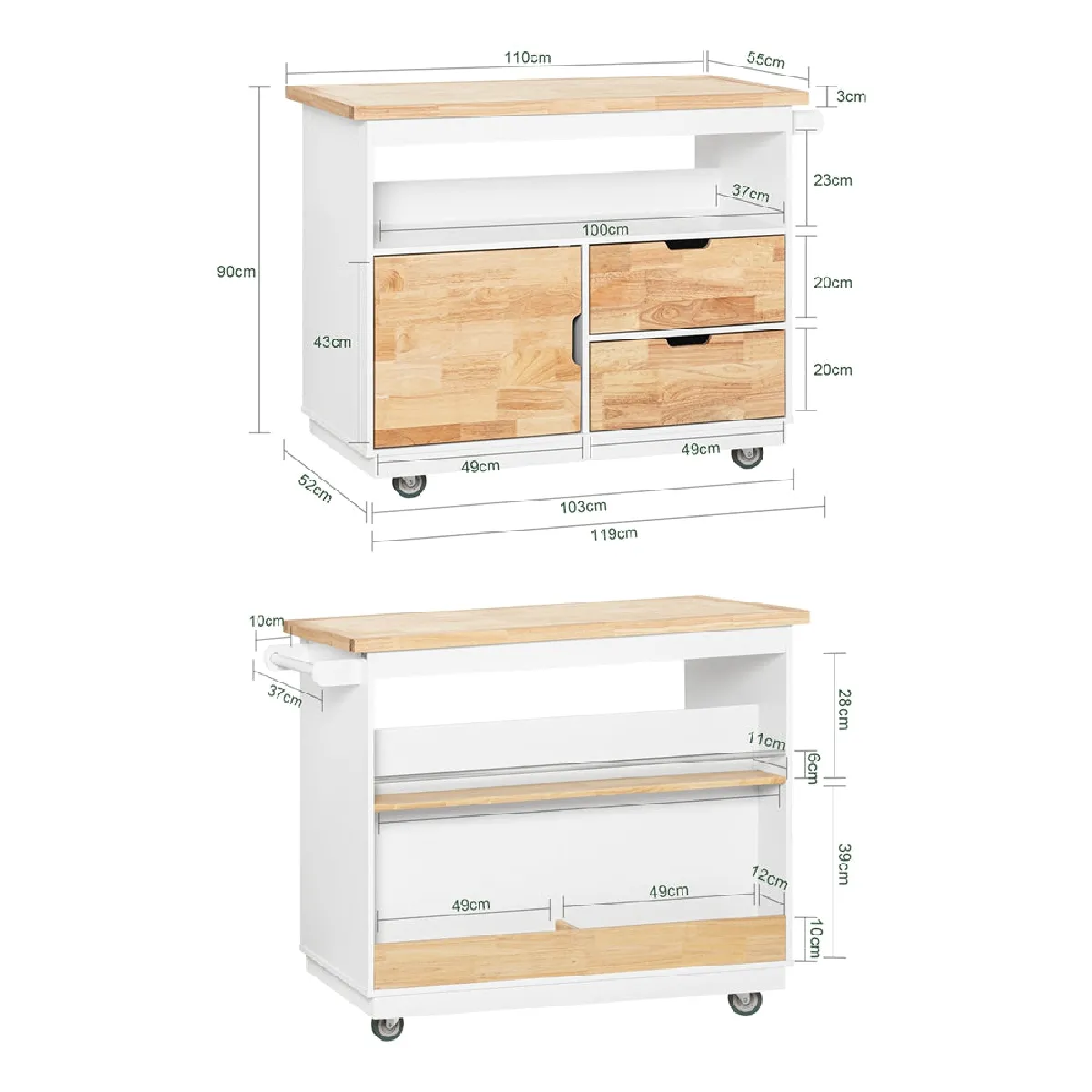 SoBuy FKW107-II-WN Chariot de cuisine