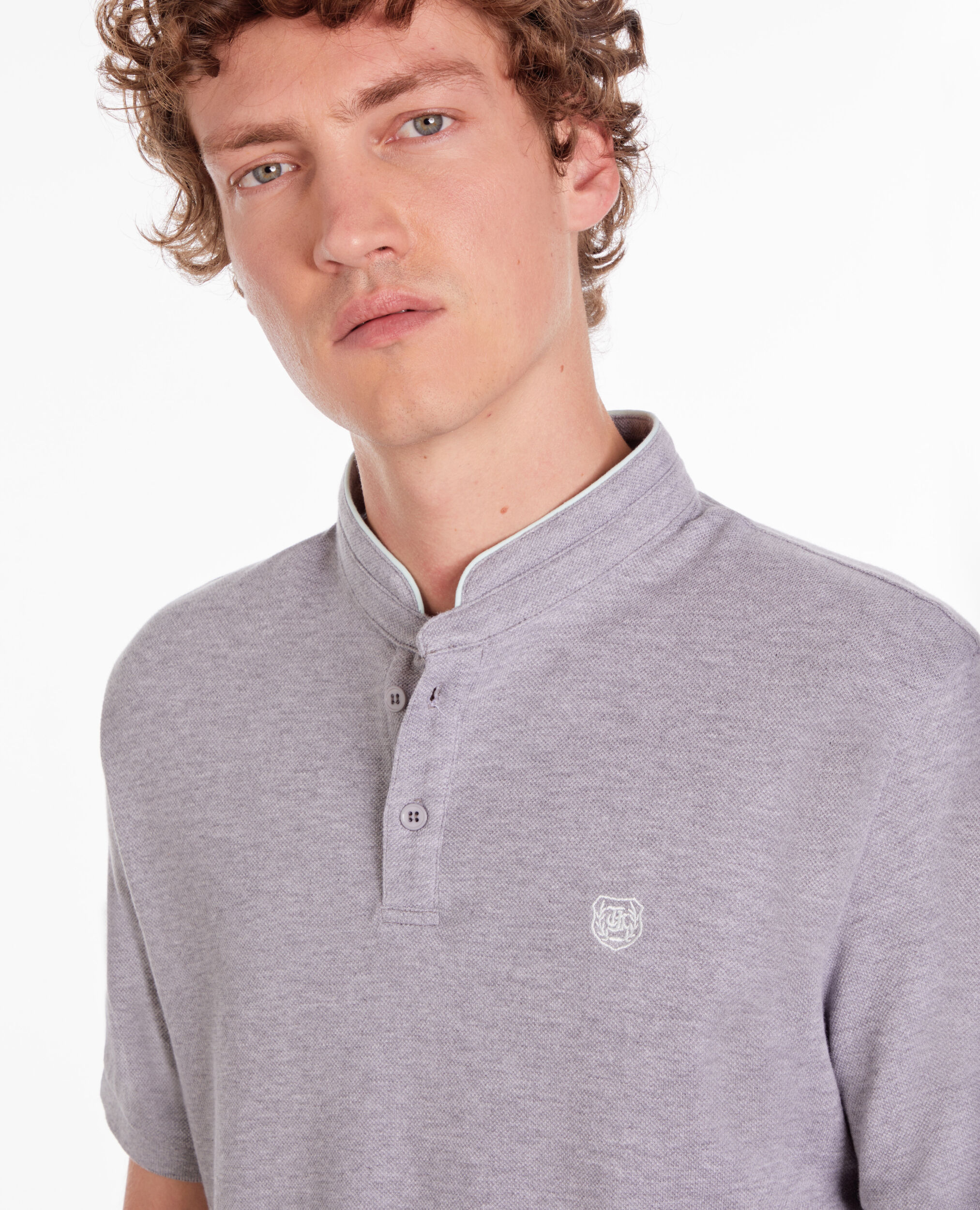 Polo gris clair en coton