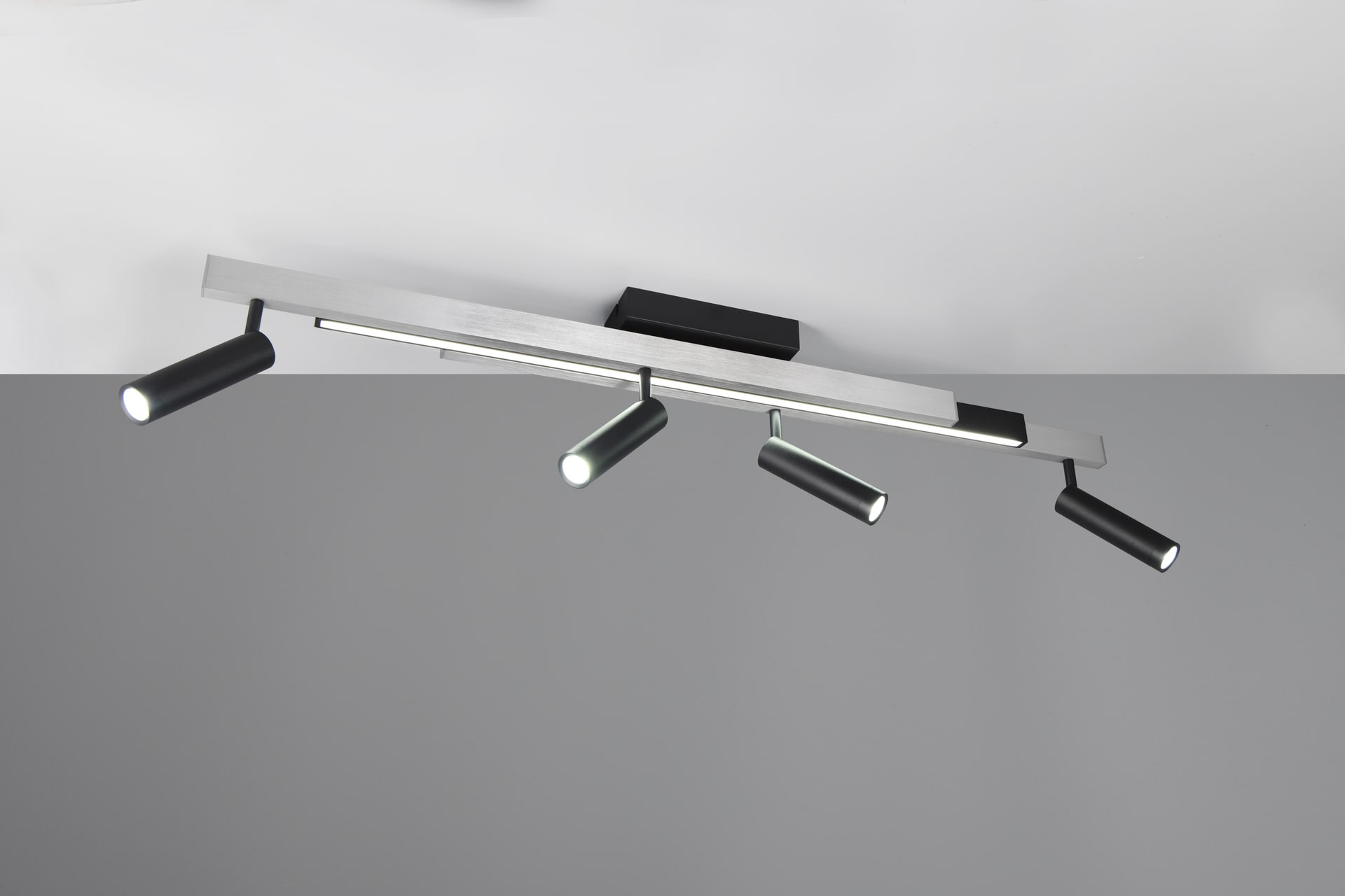 TRIO LED Deckenlampe mit 4 Spots ZENO 85-133 cm Alu /schwarz