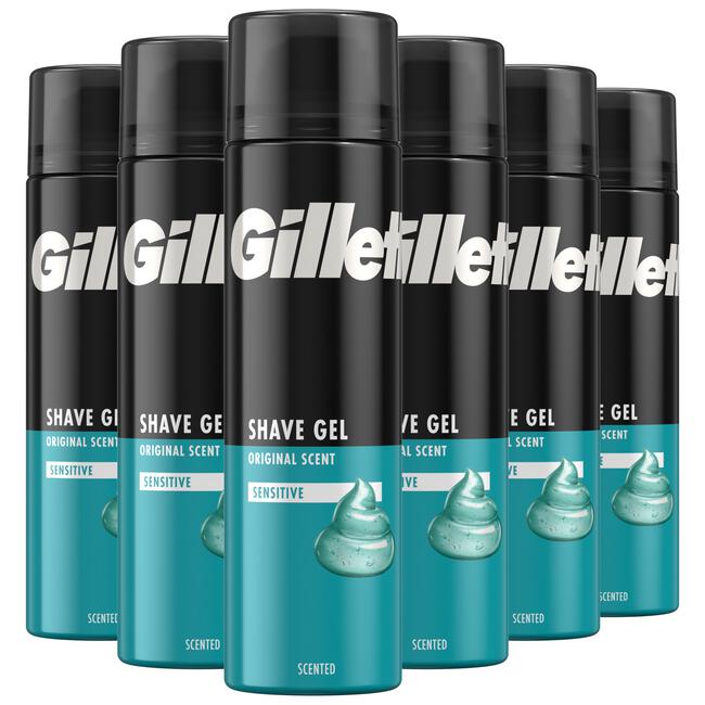 Gillette Classic Sensitive Scheergel Gevoelige Huid 200 ML 6 stuks