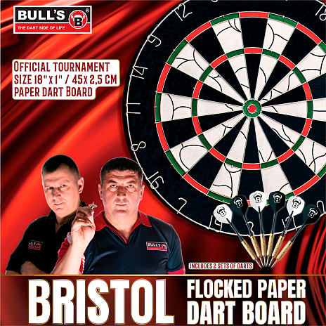 Bull's Bristol dartskive med pile