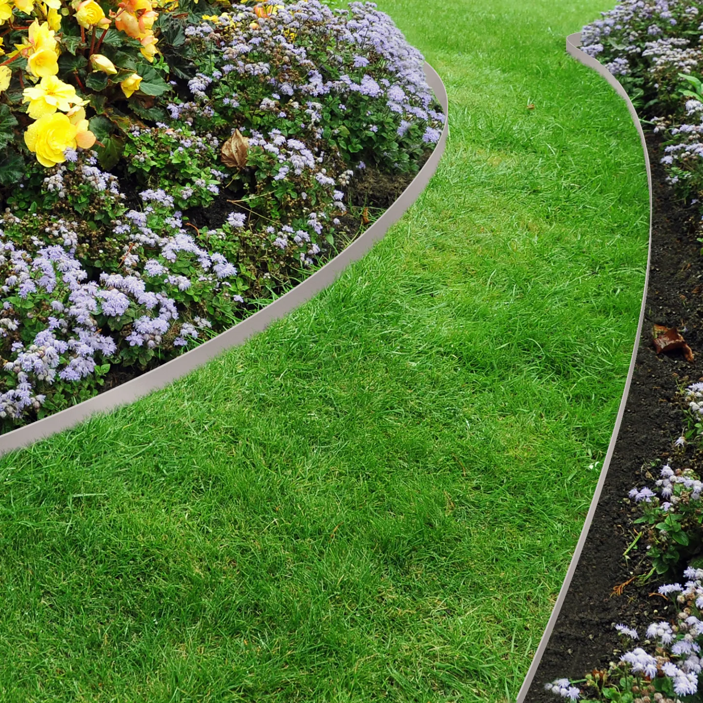 Bordurette de jardin flexible 10 M grise hauteur 5 CM + 30 piquets