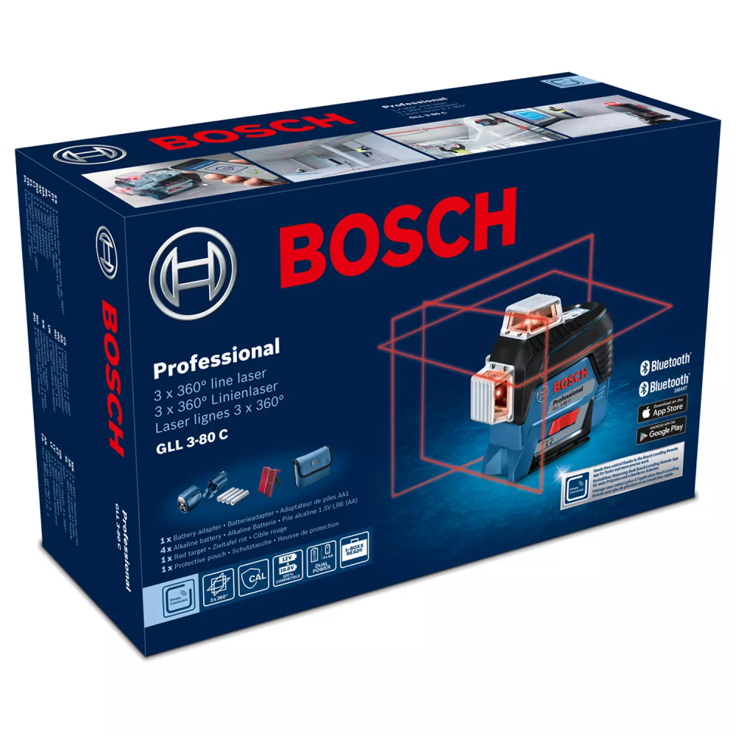 Bosch GLL 3-80 C 12V Li-Ion accu Lijnlaser (4x 1,5-V-LR6 (AA))