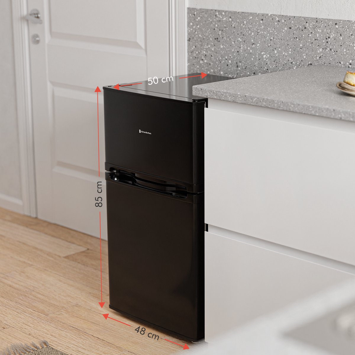 KitchenBrothers 61 liter koelkast met vriesvak - Black