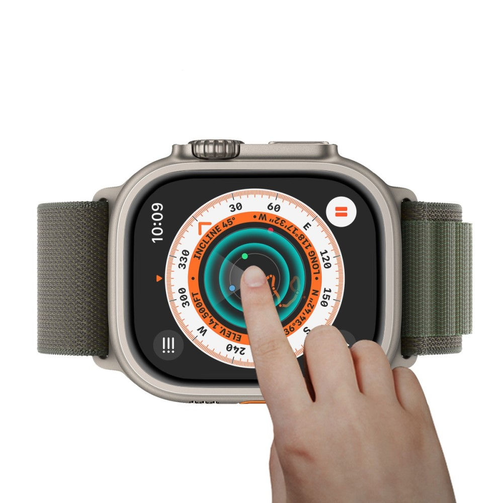(2er Set) Apple Watch Ultra 3 / Ultra 2 / Ultra (49 mm) Vollbild Panzer Glas Display Schutz Rahmen - Schwarz