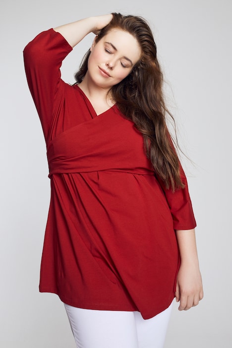 Bellieva-Wickelshirt, V-Ausschnitt, Stilleinsatz, Biobaumwolle, GOTS