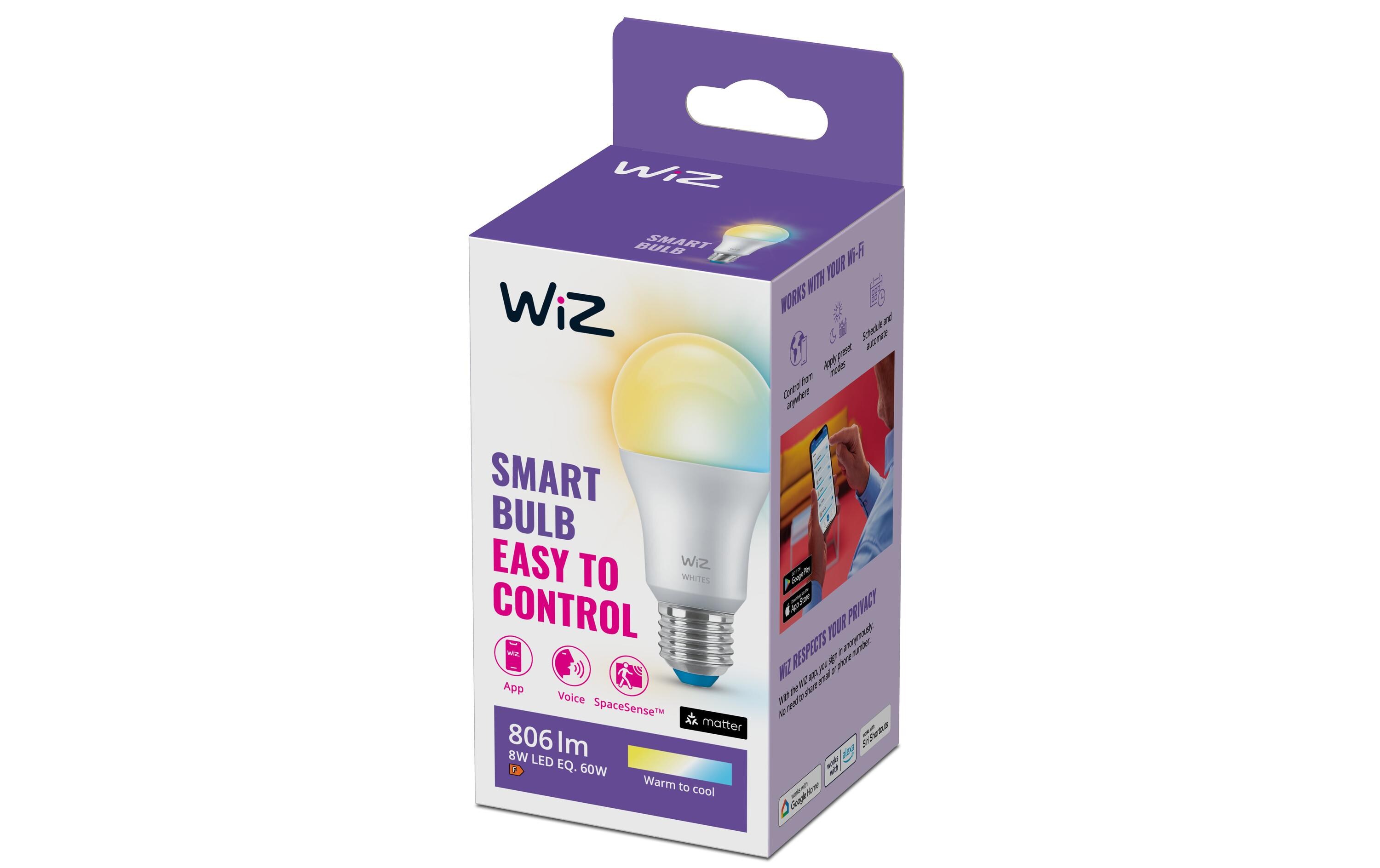 Leuchtmittel 8W E27 A60 Tunable WhiteIntelligentes Beleuchtungsgerät, anschliessbar über Matter, WLAN