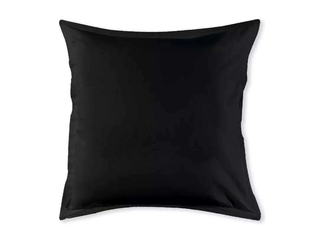 Taie d'oreiller en coton 57 fils unie noir 64x64cm