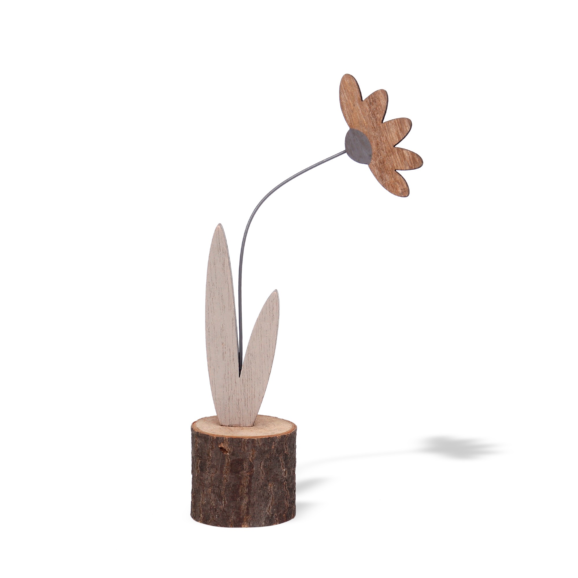 Figur 'Blume' aus Holz, grau, natur, H 19 cm, B 9 cm, L 5,5 cm günstig bestellen