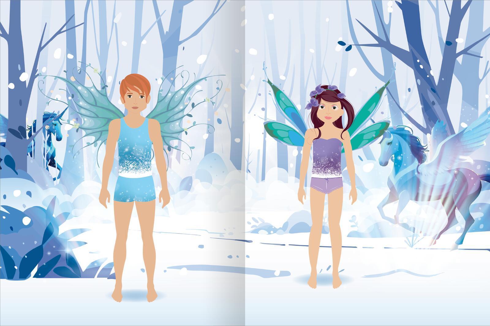 Sticker-Anziehpuppen Metallic - Winterfeen