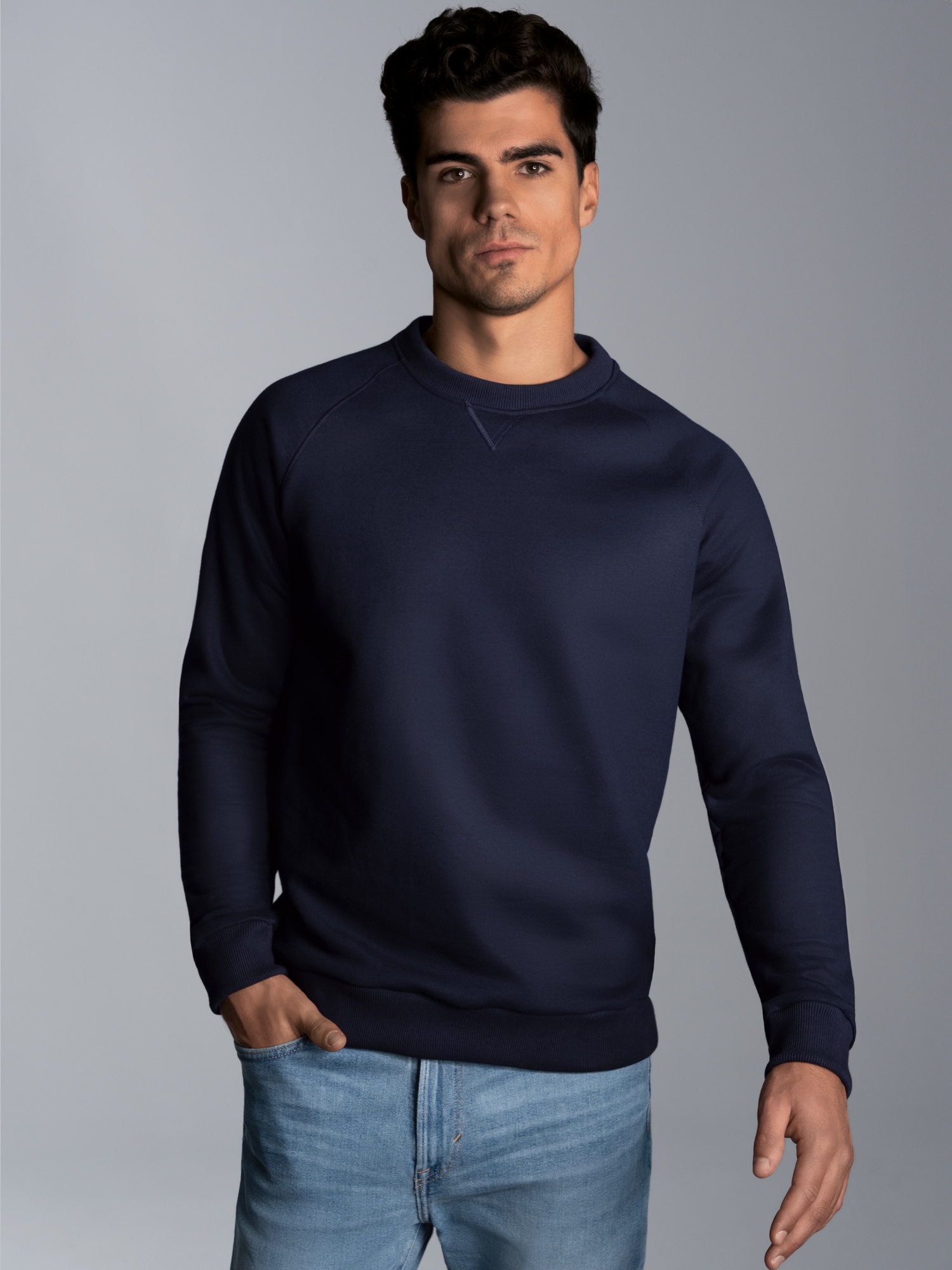 Sweatshirt mit angerauter Innenseite Navy