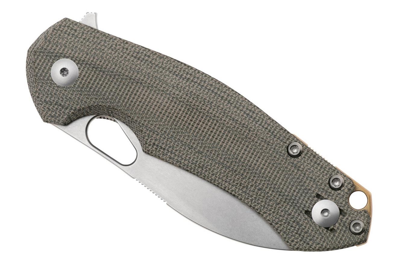 GiantMouse ACE Biblio XL Elmax, Green Canvas Micarta, zakmes, Ansø en Voxnaes design