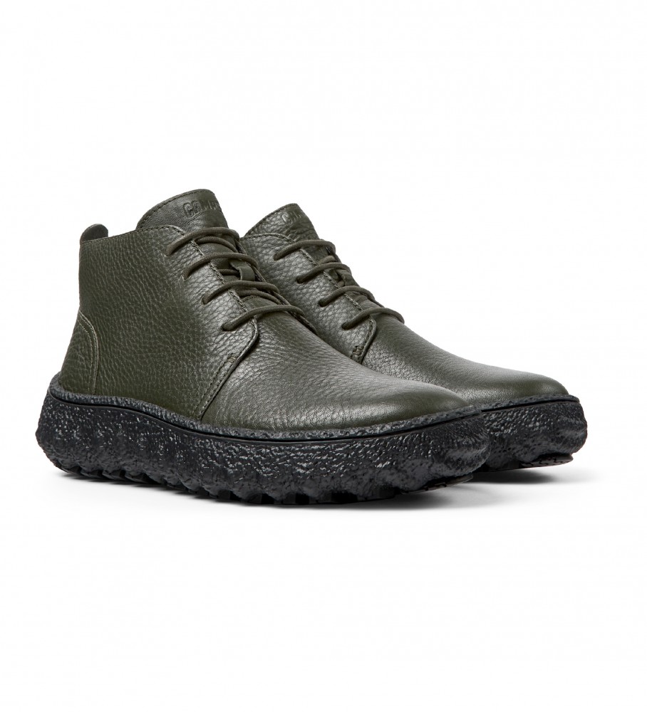 Botas de tornozelo de couro verde Camper Ground