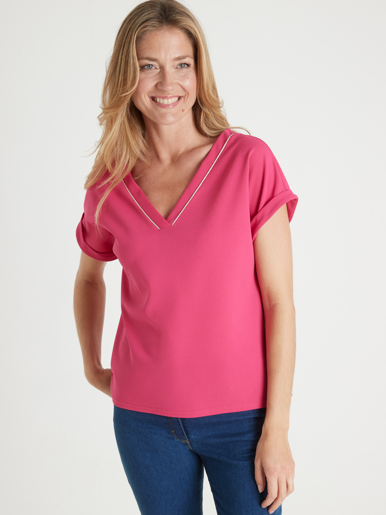 Tee-shirt V maille fluide
