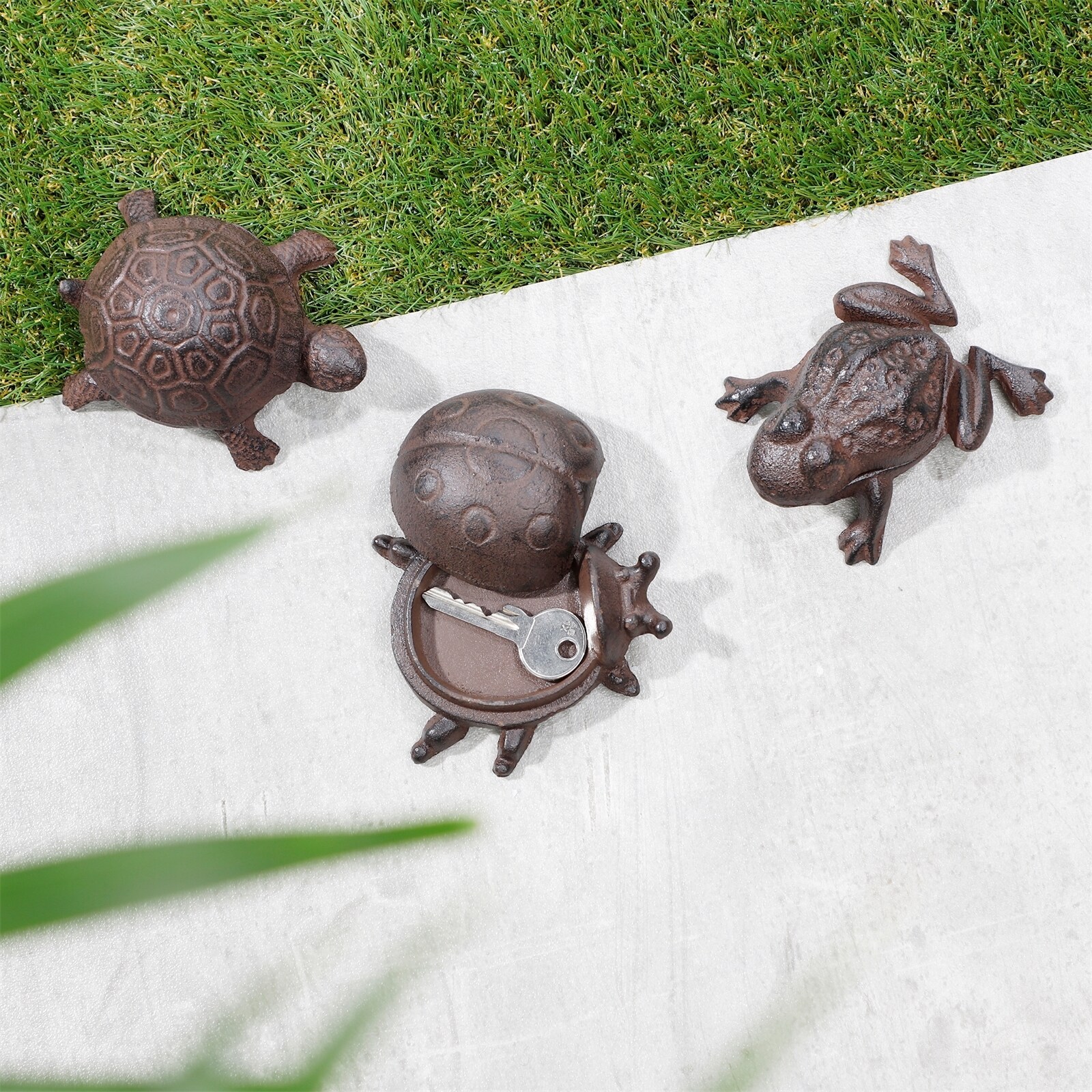 HTI-Living Gartenfigur Gusseisen 3-teiliges Set Schlüsselversteck