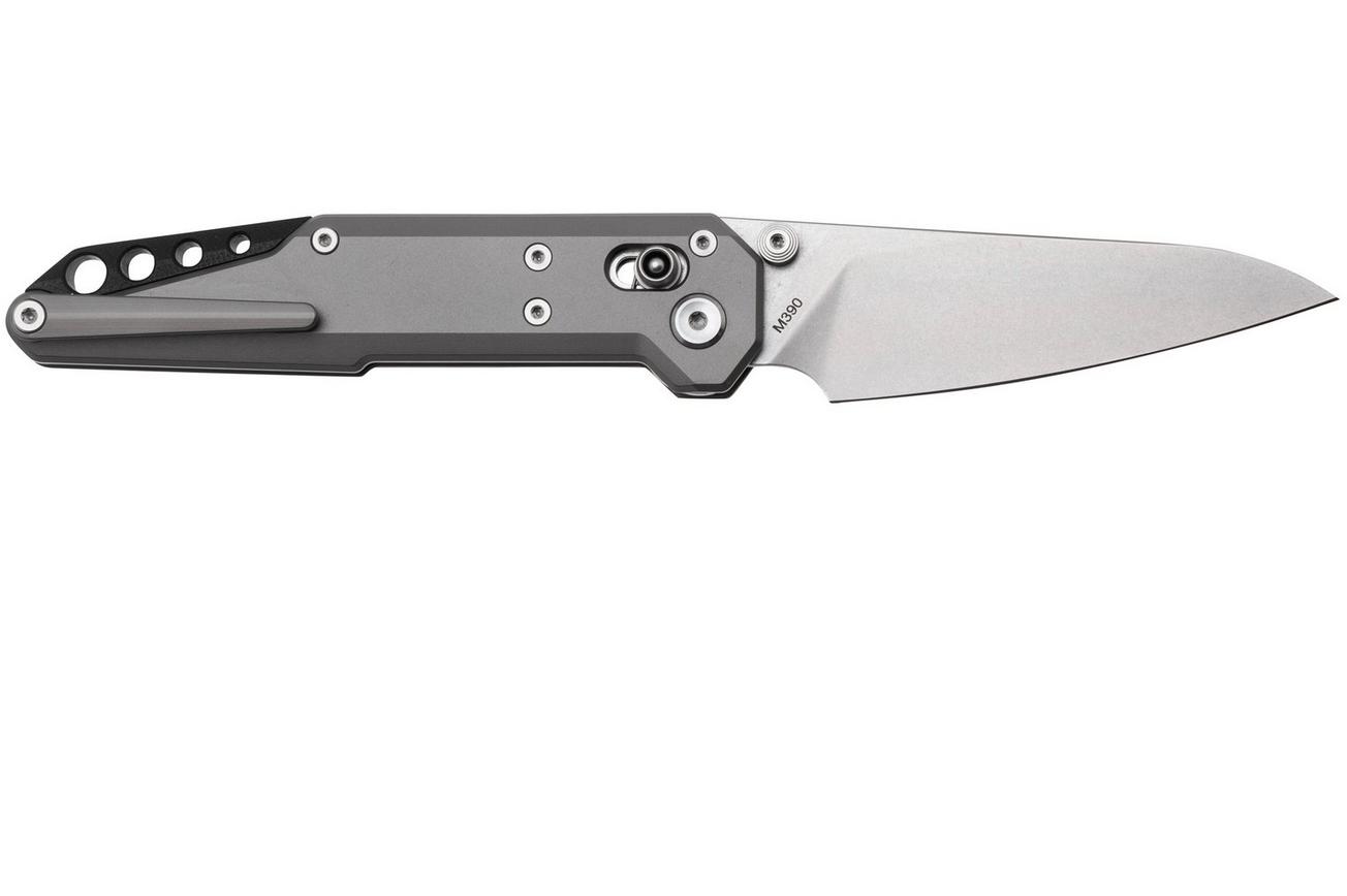 NOC Knives Dark Feather MT-2703 Stonewashed M390, Grey Titanium, zakmes
