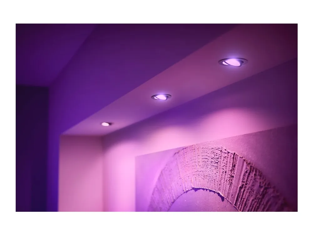 Philips Hue White and Color Ambiance Centura - Indlejret spotlys - LED-spot lyspære - GU10 - 5.7 W - klasse G - 16 millioner farver/varmt til køligt hvidt lys - hvid