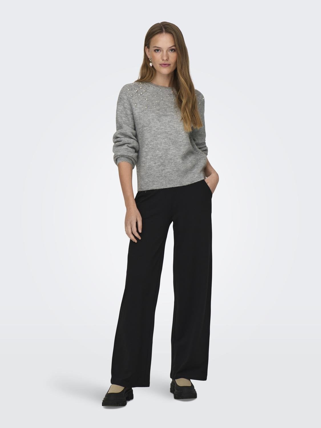 JDYPEARL Strickpullover Light Grey Melange