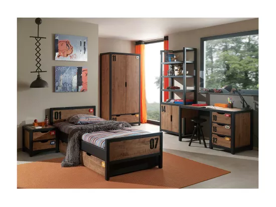 TCHAD - Chambre 90x200cm + Armoire 2P + Pack Bureau