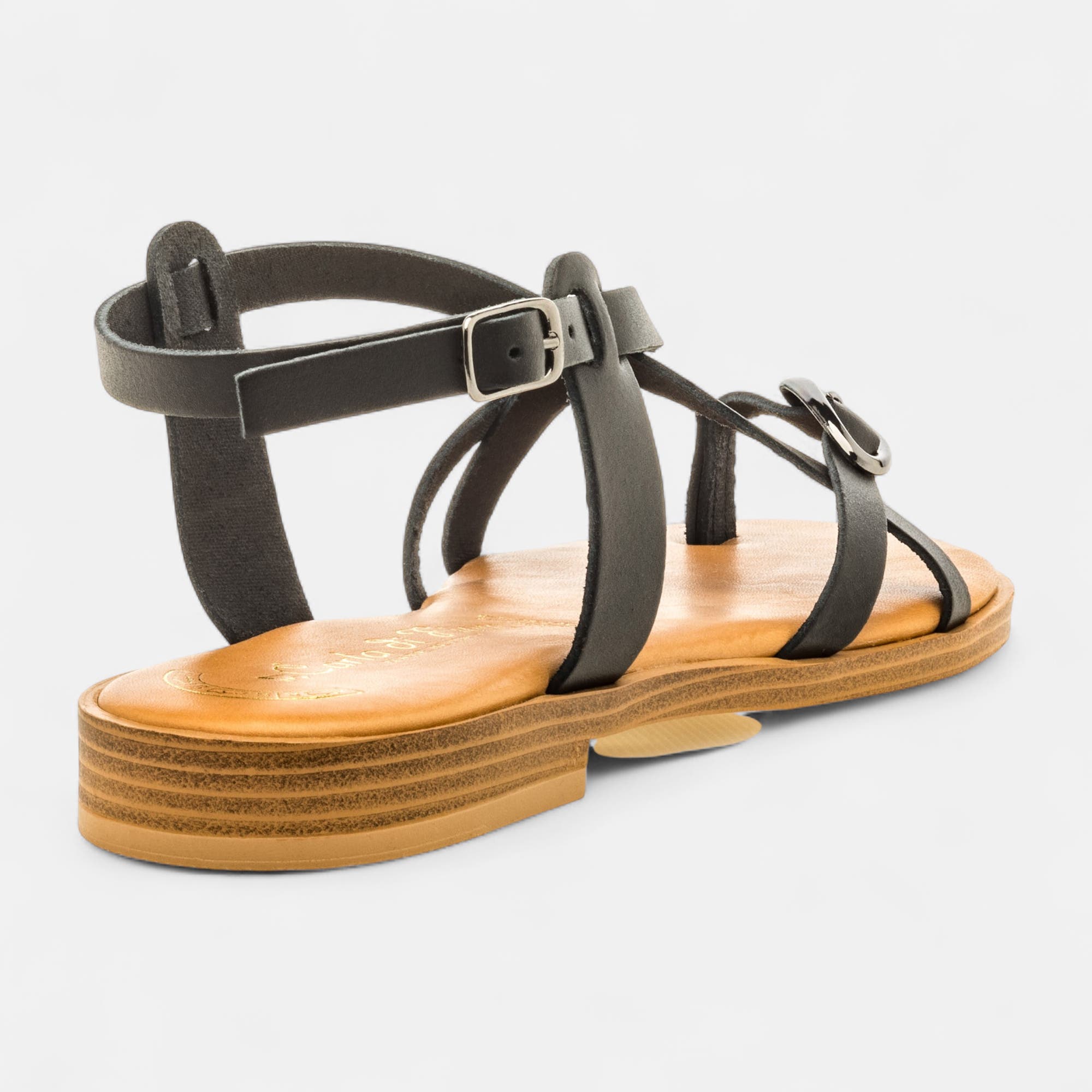 Nu-pieds Femme en cuir noir