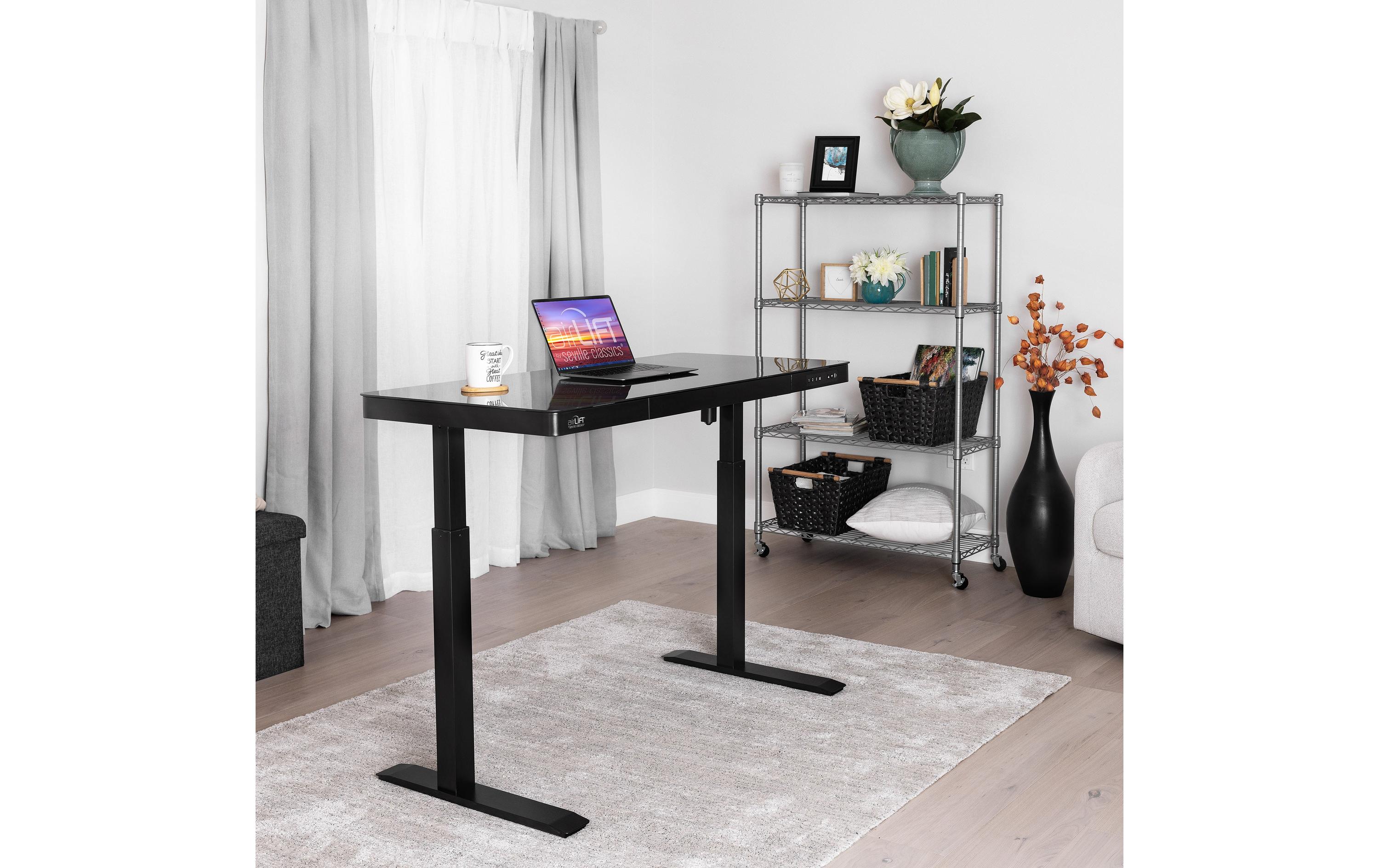 Stehtisch Airlift 1.2 x 0.6 m, Schwarz<br>Tischgestell mit Glasplatte