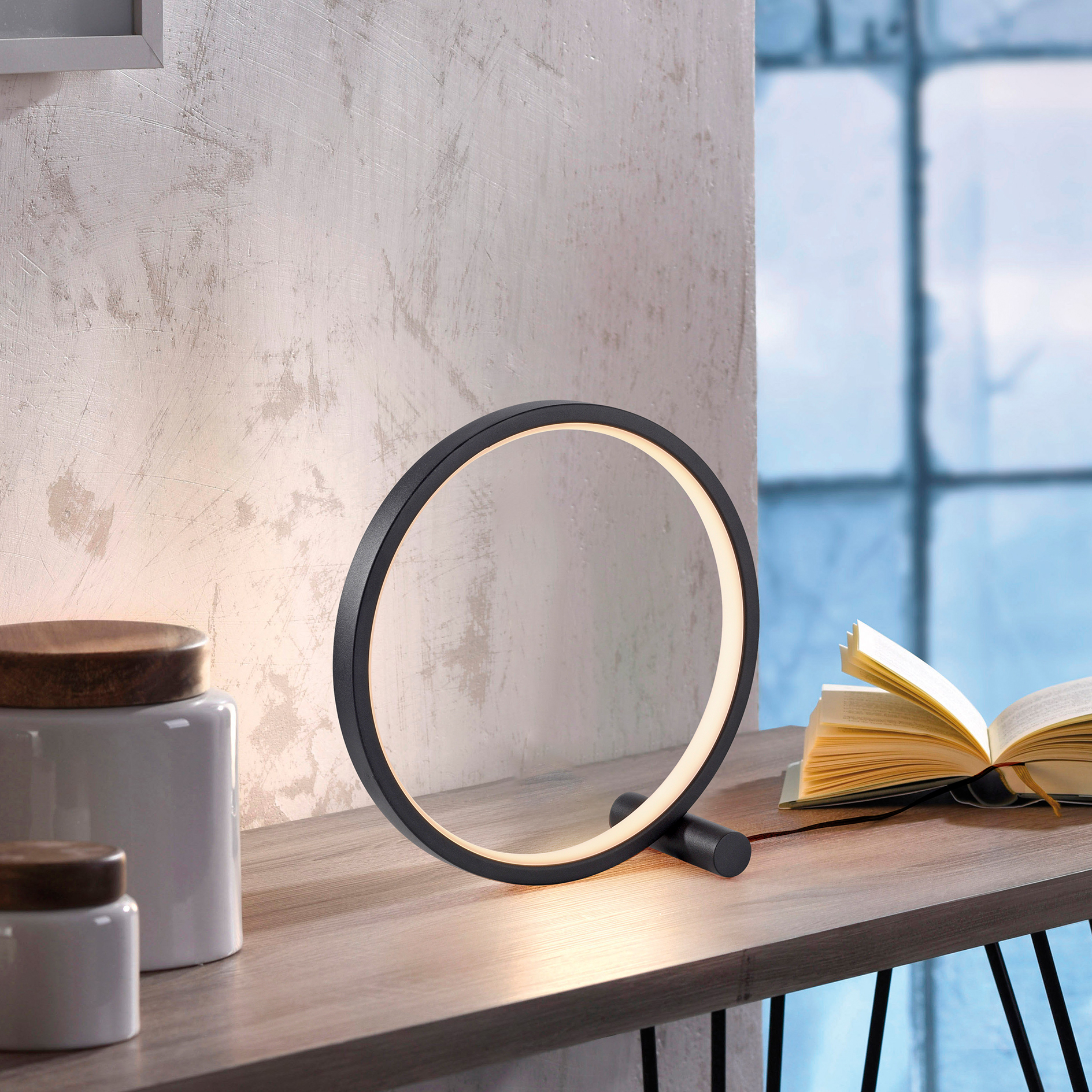 LED-Tischleuchte - schwarz - Ø 25 cm