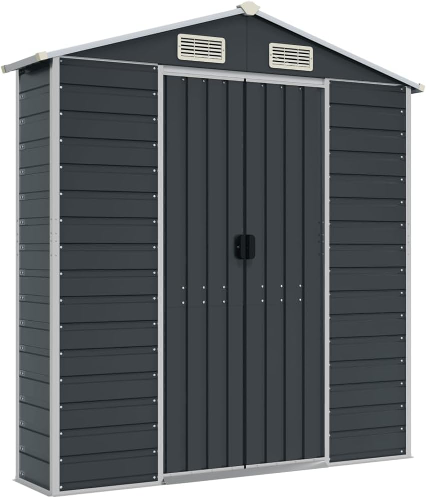 vidaXL Gerätehaus Anthrazit 191x215x198 cm Verzinkter Stahl