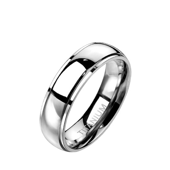 (Gr. 52) G23 Titan Kuppel Fingerring mit Stufenkanten - Silber