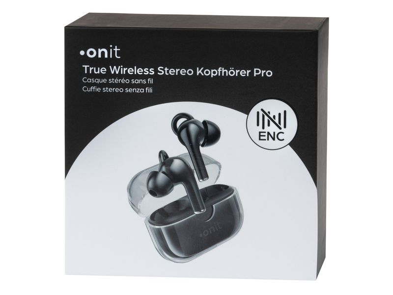 onit True Wireless In-Ear-Kopfhörer Pro Schwarz Kabellose Kopfhörer mit ENC-Doppelmikrofon für den Lifestyle-Einsatz