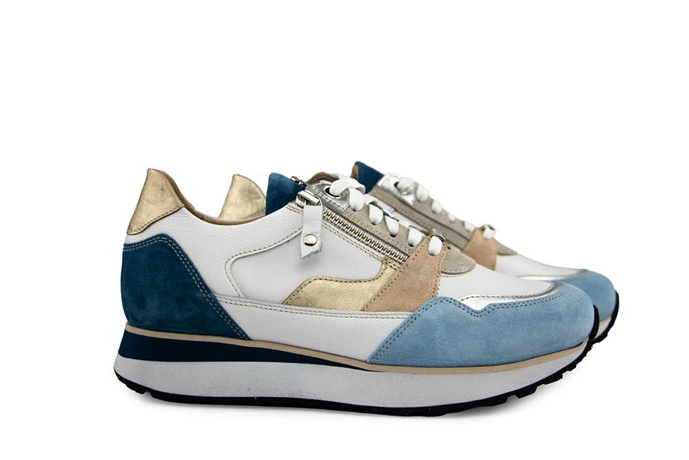 Footnotes Sneaker Elke White Suede Iceblue H