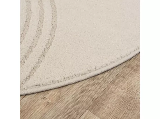 Tapis rond DEMILU ∅ 120 cm Beige Tapis facile d'entretien idéal pour la chambre