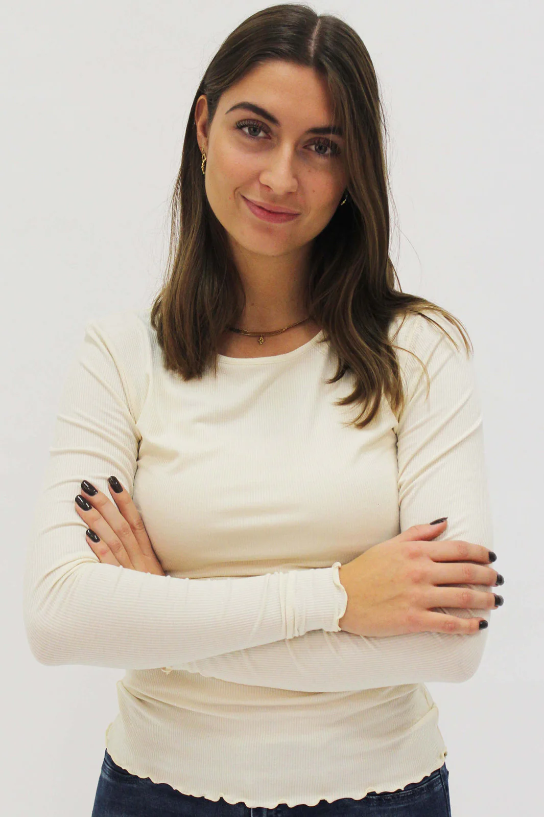 Liberte Natalia LS Round Neck Blouse off white