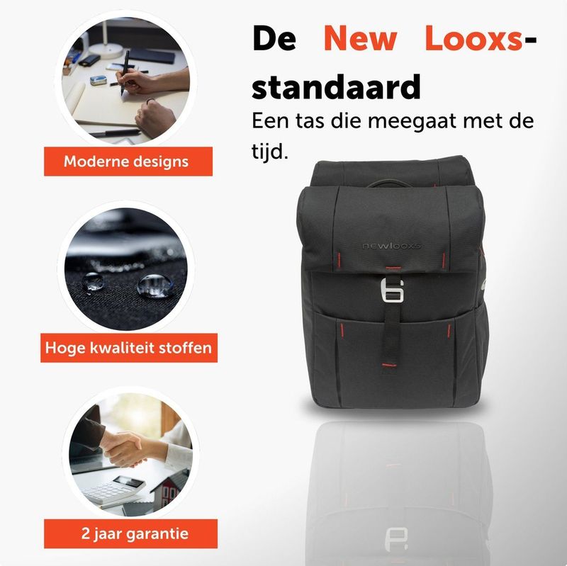 New Looxs Vigo Double MIK Dubbele Fietstas - Afneembaar - 37 Liter - Zwart