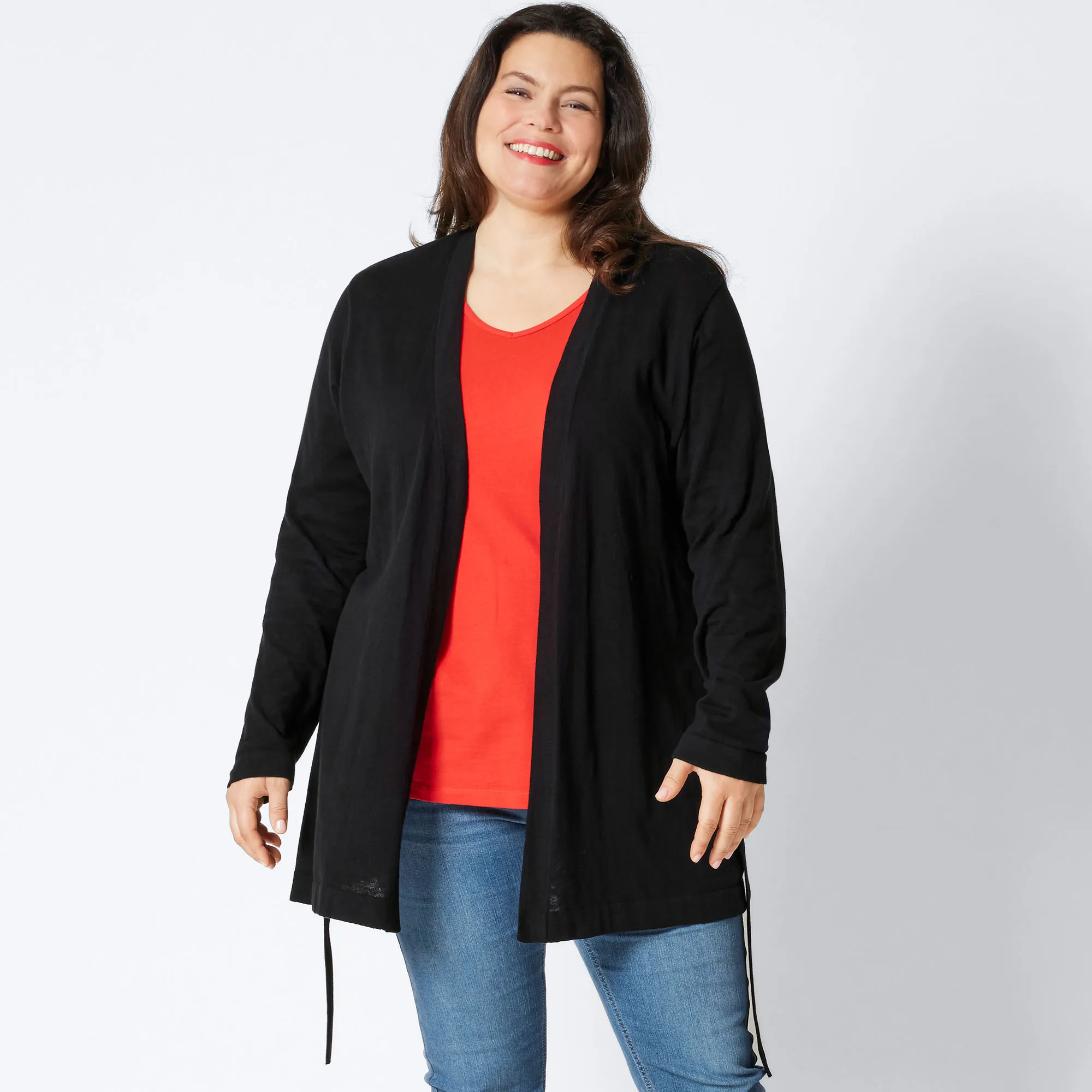 Damen-Strickjacke mit Gürtel, große Größen