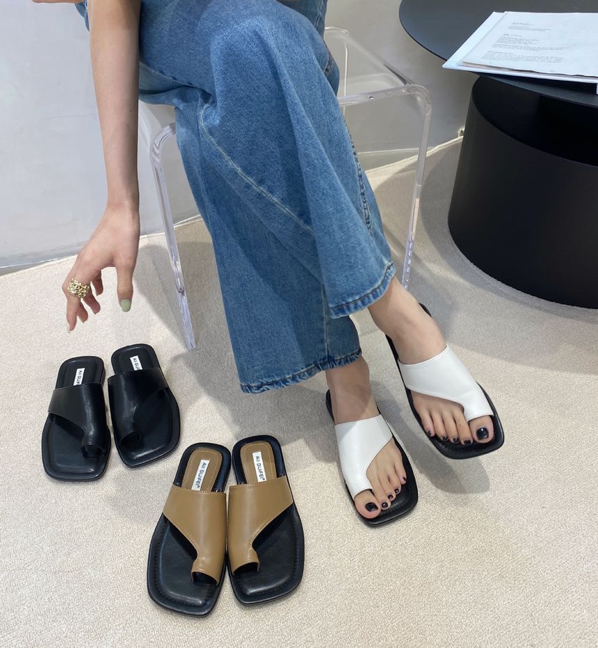 Anran - Sandalen met vierkante neus en teenlussen