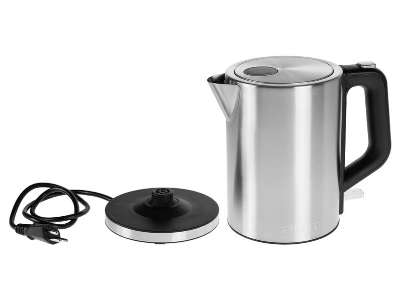 FURBER Wasserkocher Premium 1.5 l, Edelstahl Edelstahl Wasserkocher mit grosser Deckelöffnung