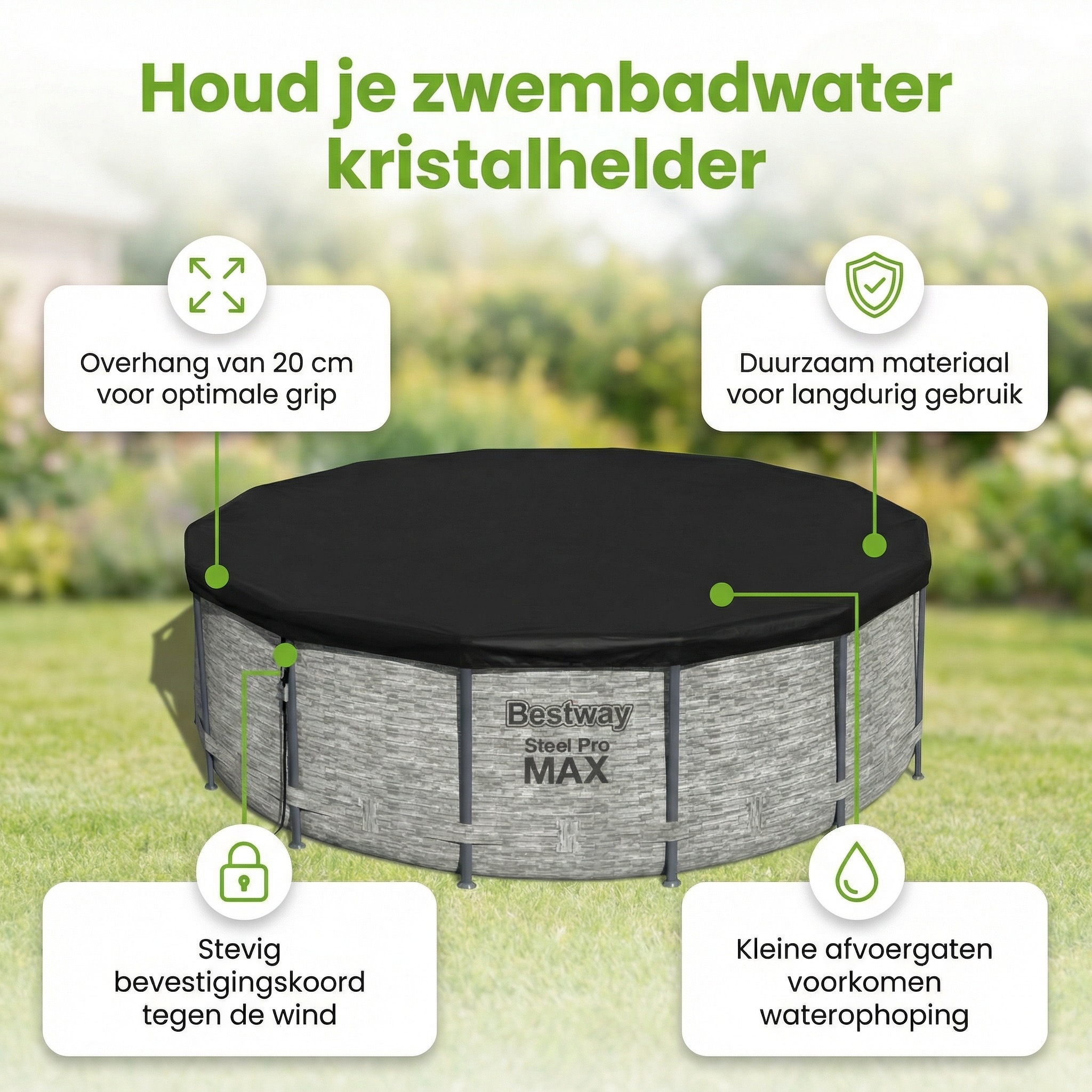 Bestway ø427 cm afdekzeil - Black