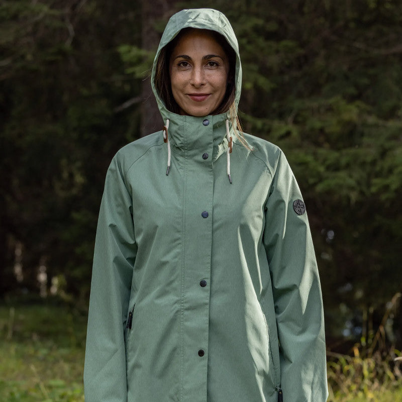 Frauen Regenmantel Travelcoat hedge green