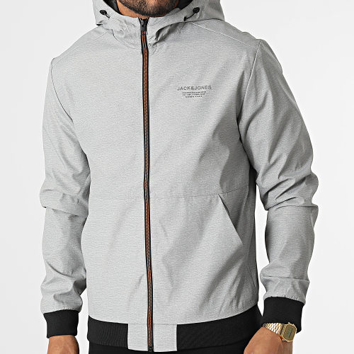 Veste Zippée Capuche Eseam Gris Chiné