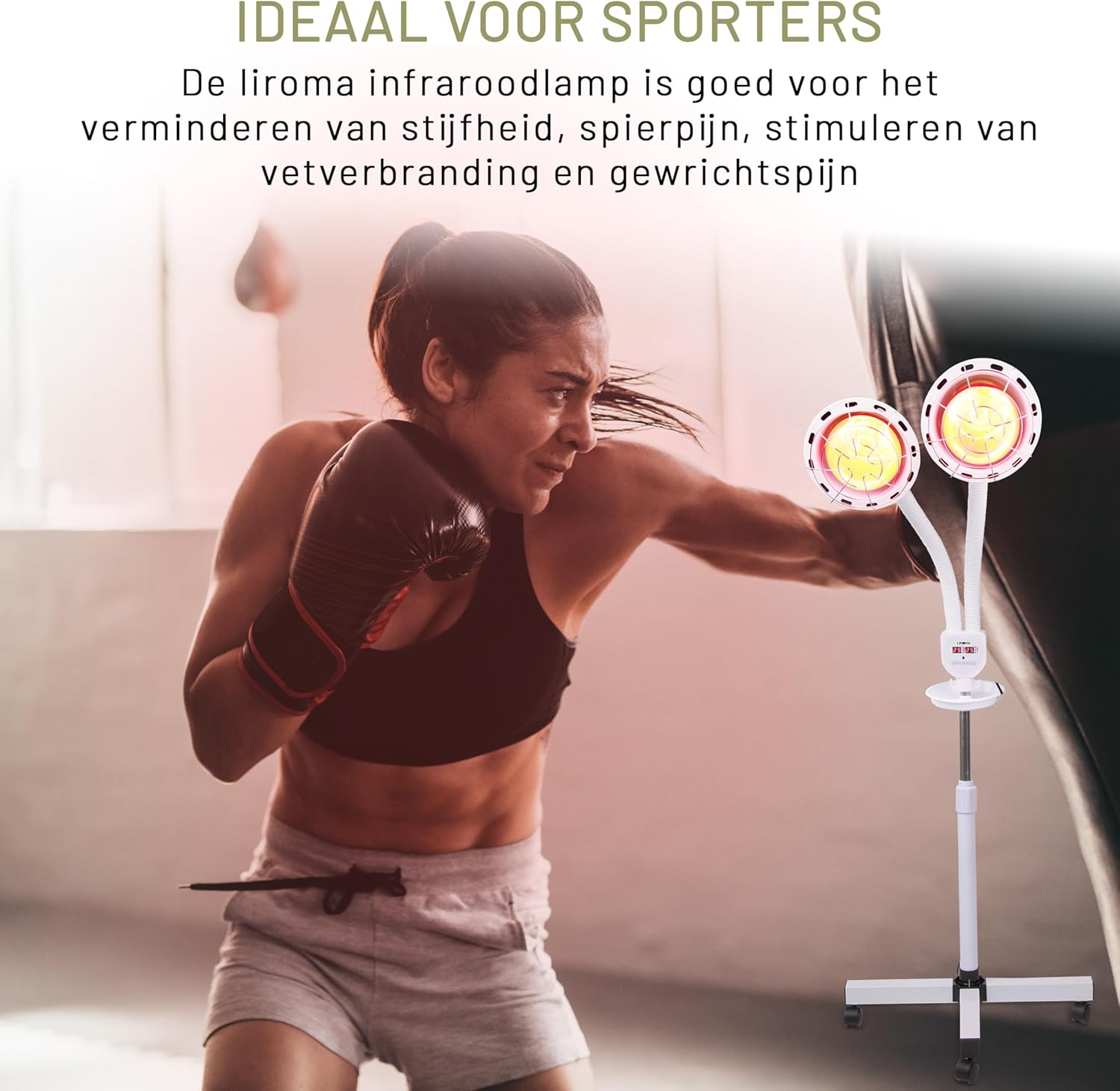 Infrarotlampe | Doppel – Rotlichtlampe 2 x 300Watt | Wärmelampe| Infrarotlichtlampe | 360° Verstellbar mit Rädern | Infrarottherapie | Rotlichtstrahler | IR-A | Kurzwellige Strahlung