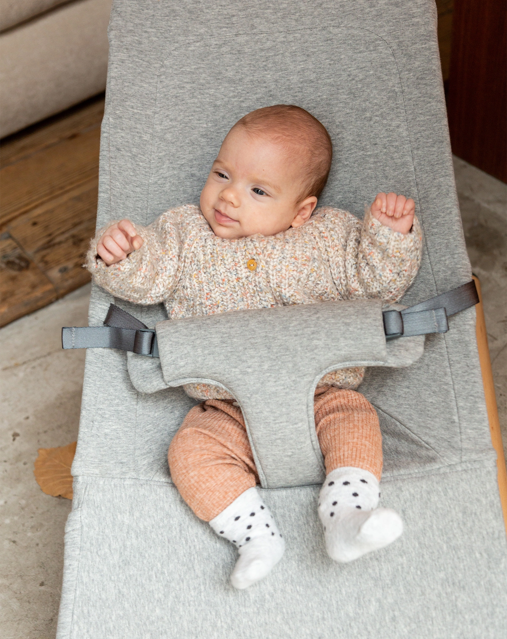 Babywippe EVOLUX JERSEY in natur/grau