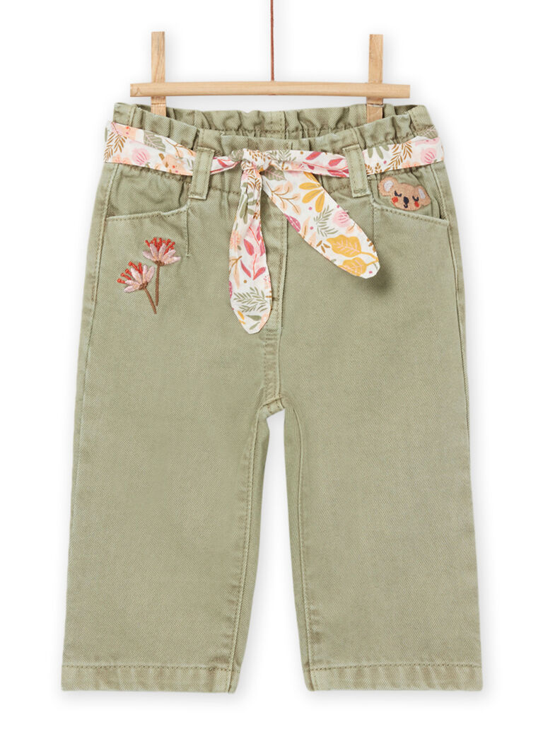 Pantalon avec ceinture à imprimé fleuri