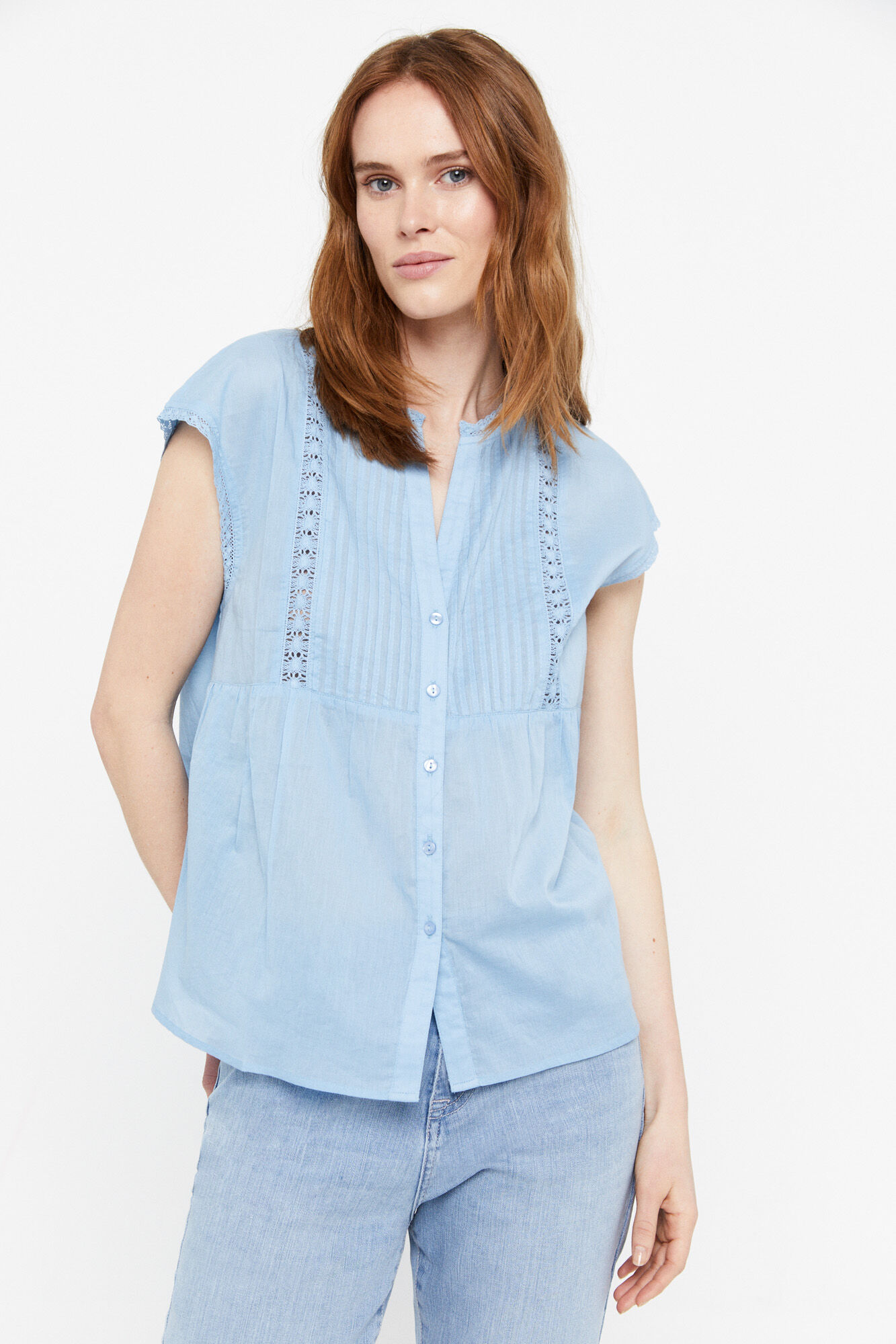 Blusa leve de algodão - Azul