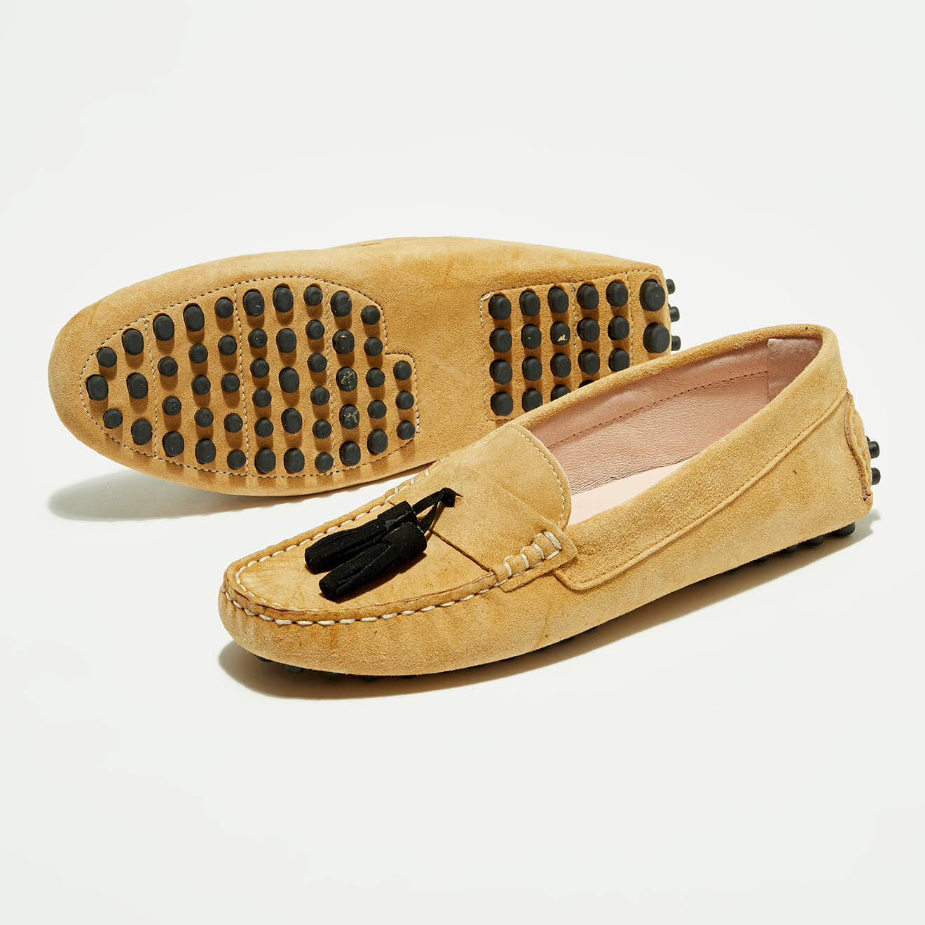 Flavio Création Mocassins en Velours de Cuir Malena beiges
