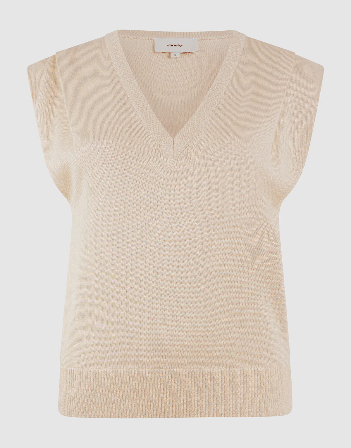 Glitter V-Neck Top Zand