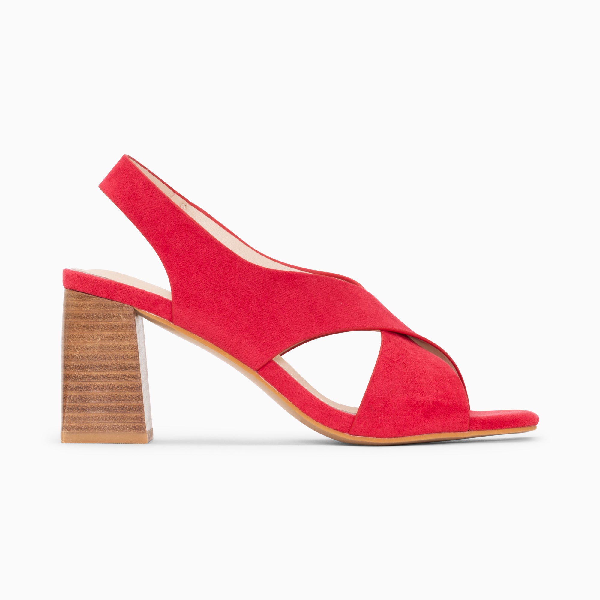 Sandales à talon, Compensées-Sandales Maxinne framboise à brides croisées et talon haut