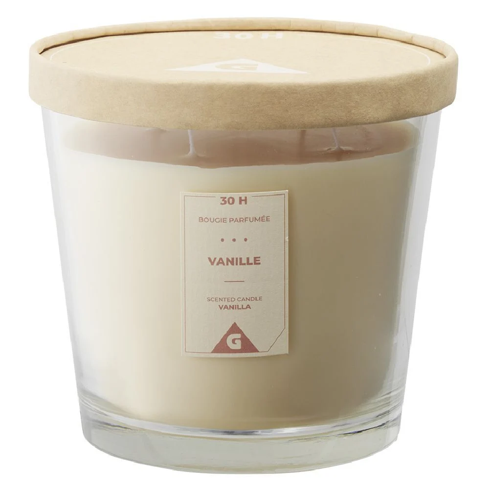 Bougie parfumée dans verre senteur vanille Ø13,5xH12,5cm 30H