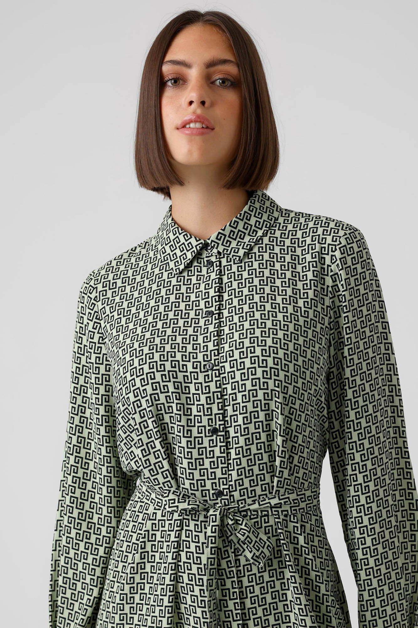 Vestido midi camisa - Verde
